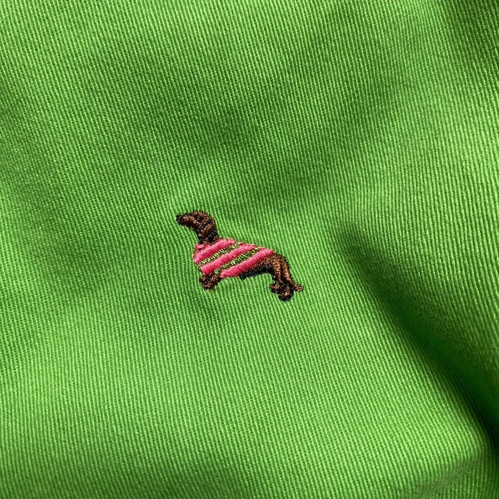 Hartstrings Pants Girls size 6 Green Flare Embroidered Dogs Cotton